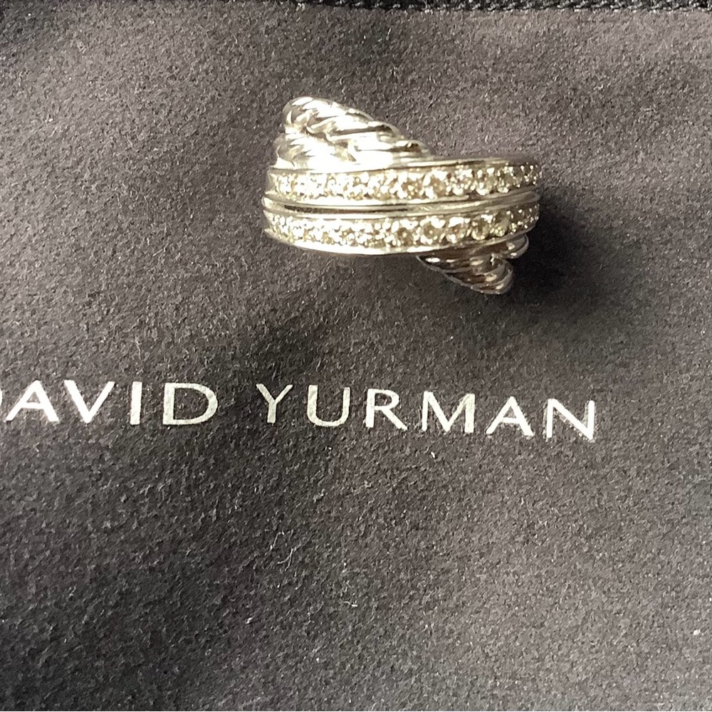 David Yurman Diamond Crossover Band ring, size 6